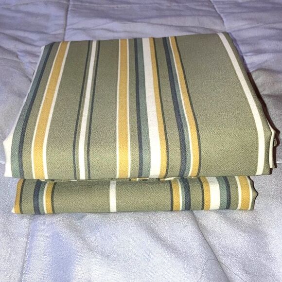 TOMMY BAHAMA Green Gray Cream Yellow Cotton Striped Standard Pillow Sham Pair - Picture 6 of 9